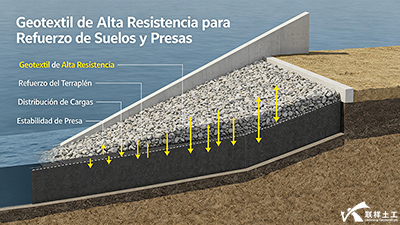 Geotextil de Alta Resistencia para Refuerzo de Suelos y Presas
