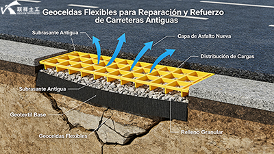Geoceldas Flexibles para Reparación y Refuerzo de Carreteras Antiguas