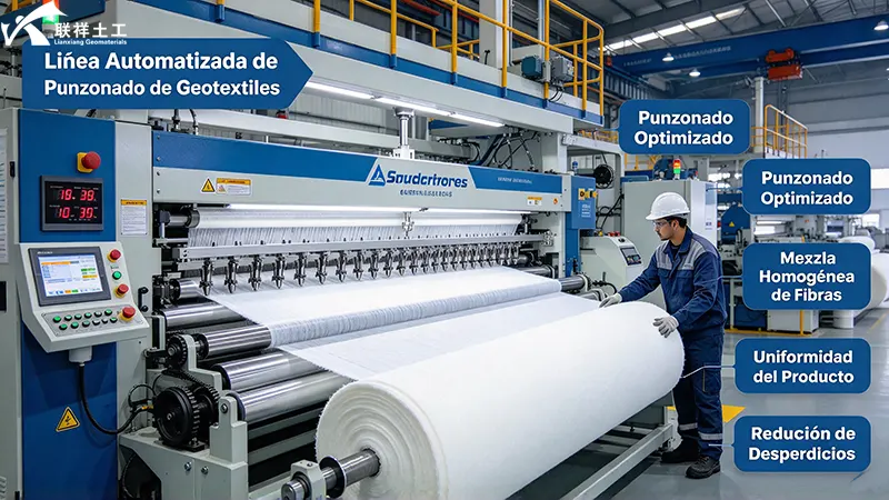 Línea automatizada punzonado geotextil Lianxiang Group
